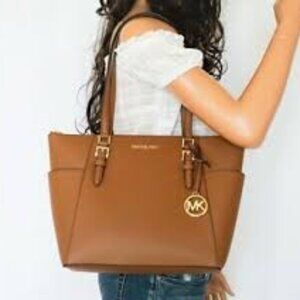 Michael Kors Large Charlotte Shoulder Tote Bag Brown